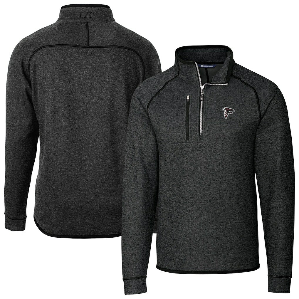 Atlanta Falcons Cutter & Buck Big & Tall Mainsail Sweater-Knit Raglan Half-Zip Jacket - Heather Charcoal online