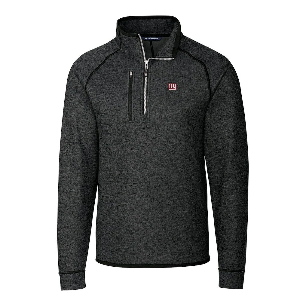 New York Giants Cutter & Buck Big & Tall Mainsail Sweater-Knit Raglan Half-Zip Jacket - Heather Charcoal on sale