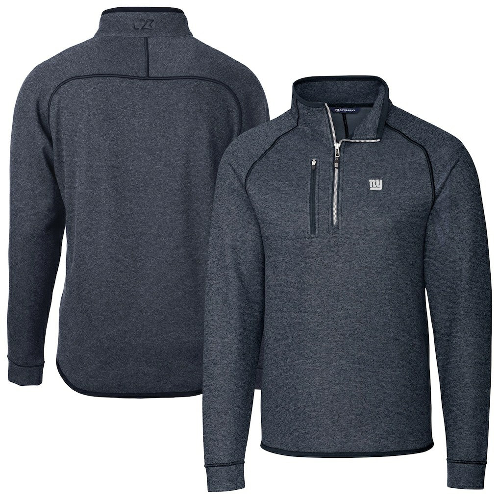 New York Giants Cutter & Buck Big & Tall Mainsail Sweater-Knit Raglan Half-Zip Jacket - Heather Navy cheap