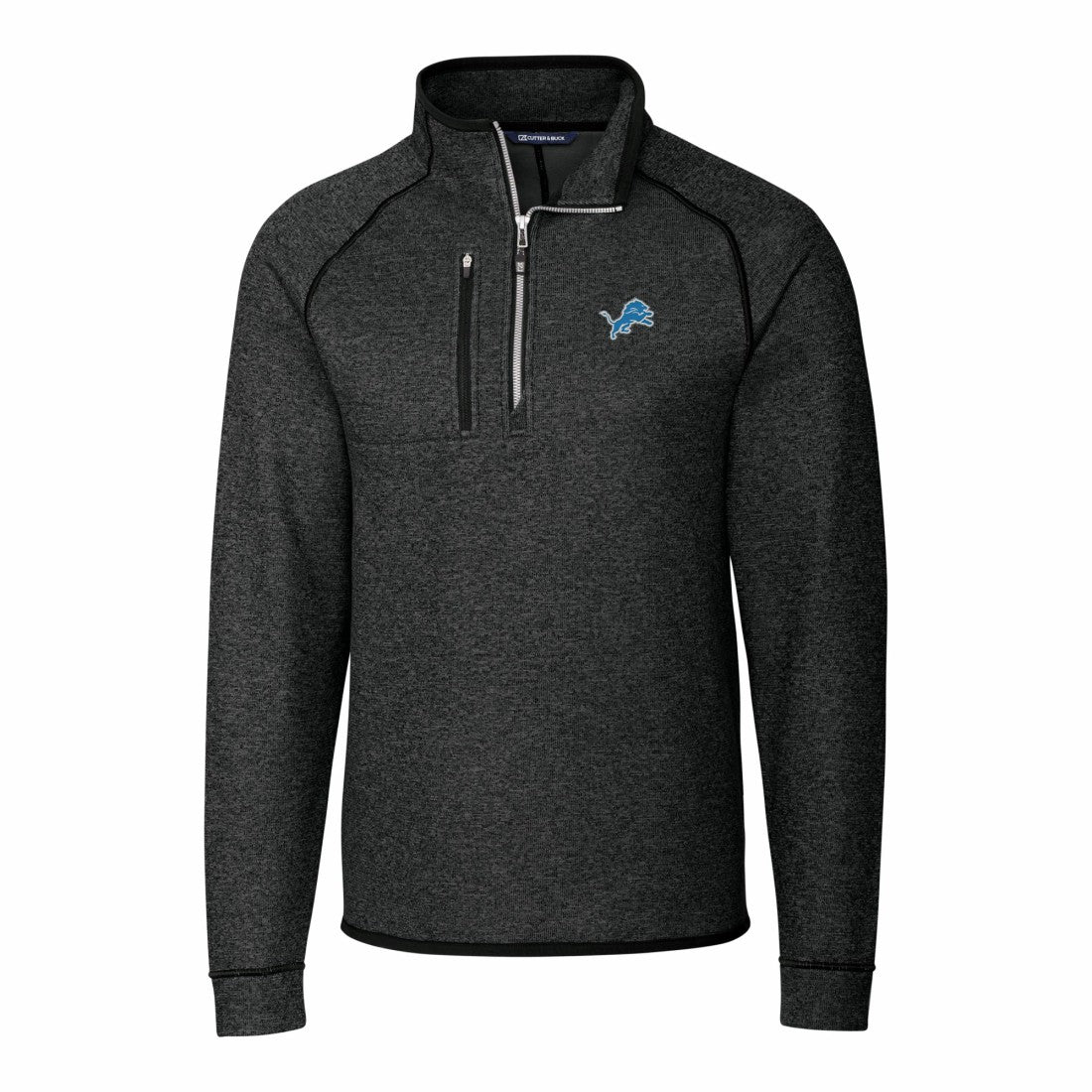 Detroit Lions Cutter & Buck Big & Tall Mainsail Sweater-Knit Raglan Half-Zip Jacket - Heather Charcoal for sale