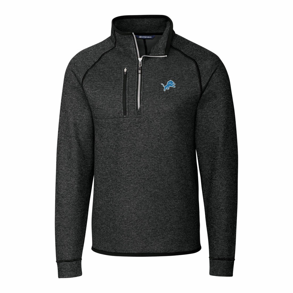 Detroit Lions Cutter & Buck Big & Tall Mainsail Sweater-Knit Raglan Half-Zip Jacket - Heather Charcoal for sale