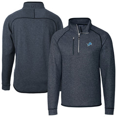 Detroit Lions Cutter & Buck Big & Tall Mainsail Sweater-Knit Raglan Half-Zip Jacket - Heather Navy on sale