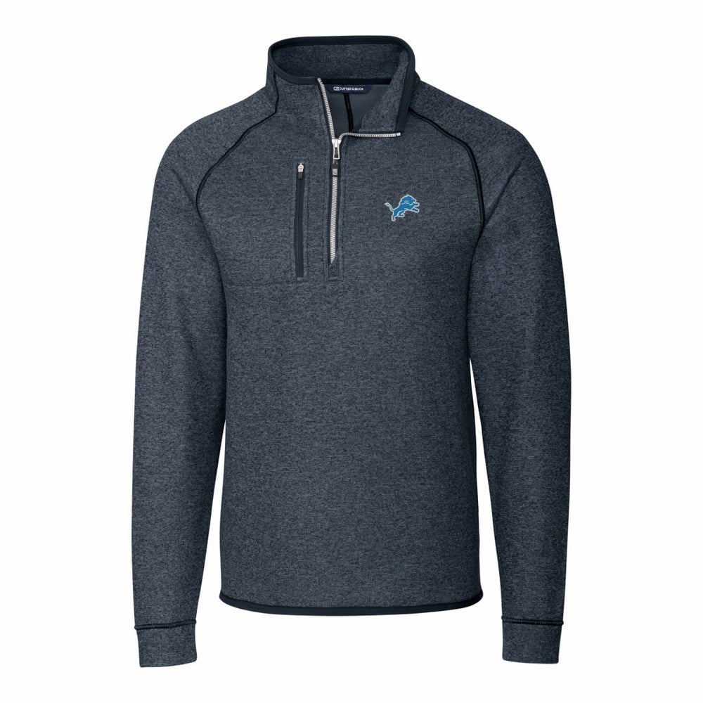 Detroit Lions Cutter & Buck Big & Tall Mainsail Sweater-Knit Raglan Half-Zip Jacket - Heather Navy on sale