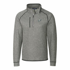 Philadelphia Eagles Cutter & Buck Big & Tall Mainsail Sweater-Knit Raglan Half-Zip Jacket - Heather Gray sale