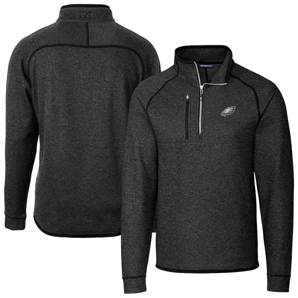 Philadelphia Eagles Cutter & Buck Big & Tall Mainsail Sweater-Knit Raglan Half-Zip Jacket - Heather Charcoal online