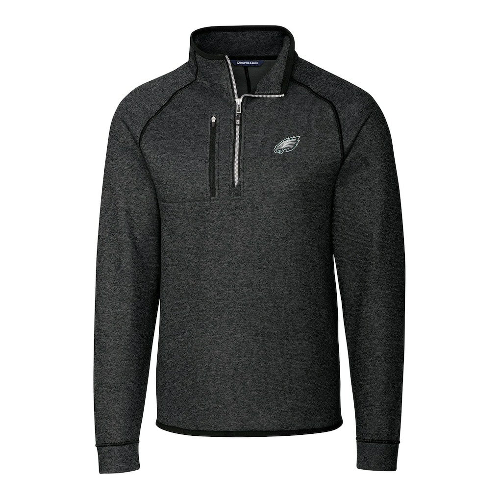 Philadelphia Eagles Cutter & Buck Big & Tall Mainsail Sweater-Knit Raglan Half-Zip Jacket - Heather Charcoal online