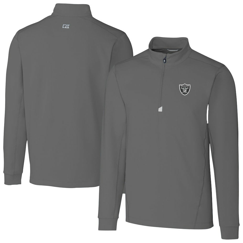Las Vegas Raiders Cutter & Buck Big & Tall Traverse Stretch Quarter-Zip Top - Gray on sale