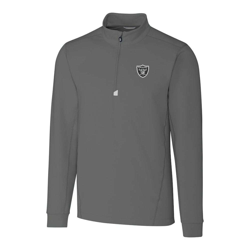 Las Vegas Raiders Cutter & Buck Big & Tall Traverse Stretch Quarter-Zip Top - Gray on sale