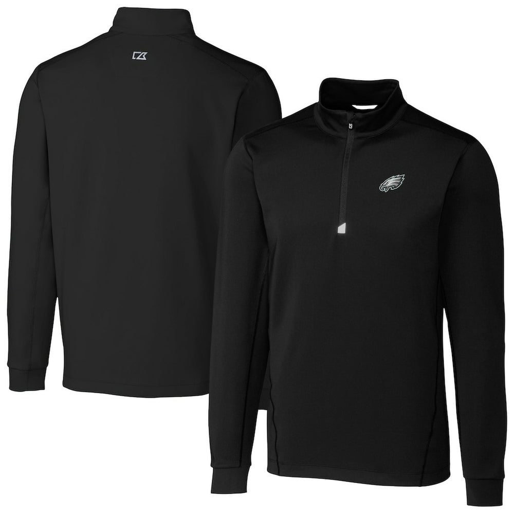 Philadelphia Eagles Cutter & Buck Big & Tall Traverse Stretch Quarter-Zip Top - Black sale