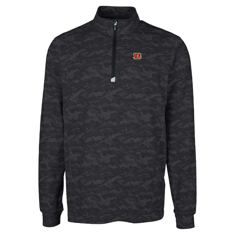 Cincinnati Bengals Cutter & Buck Big & Tall Traverse Eco Camo Tri-Blend DryTec Quarter-Zip Jacket - Black for sale