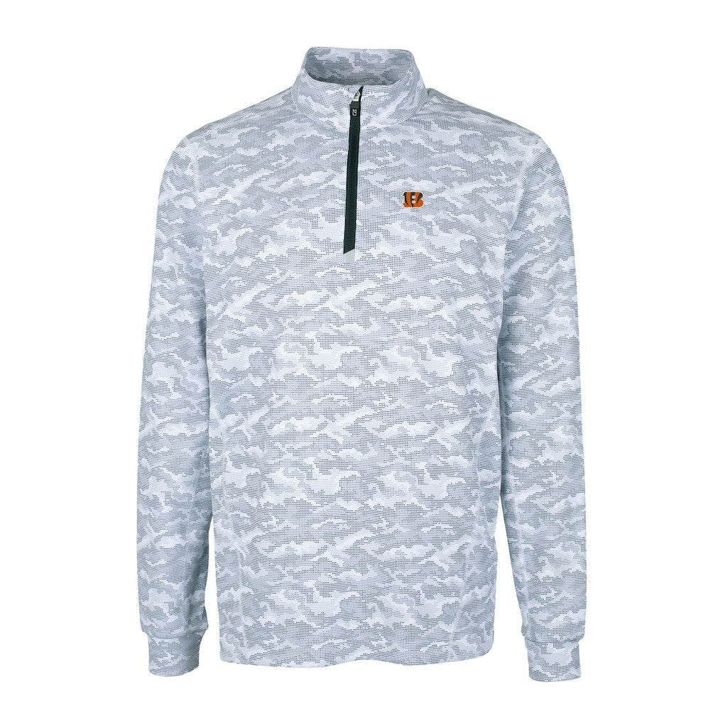 Cincinnati Bengals Cutter & Buck Big & Tall Traverse Eco Camo Tri-Blend DryTec Quarter-Zip Jacket - Charcoal for sale