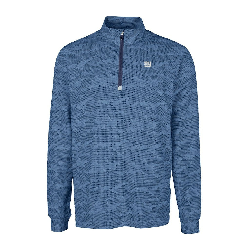 New York Giants Cutter & Buck Big & Tall Traverse Stretch Eco Camo Print DryTec Quarter-Zip Top - Navy online