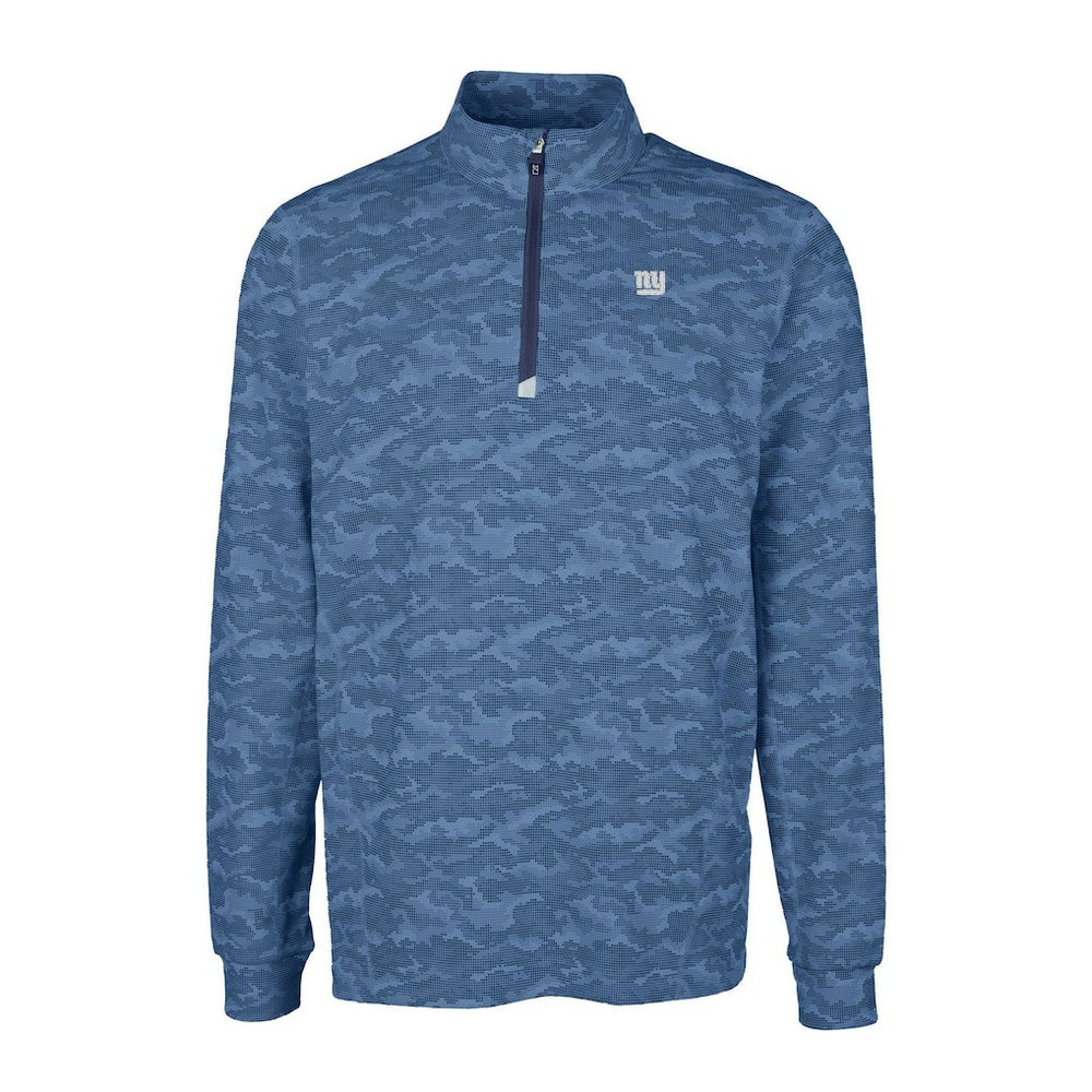 New York Giants Cutter & Buck Big & Tall Traverse Stretch Eco Camo Print DryTec Quarter-Zip Top - Navy online