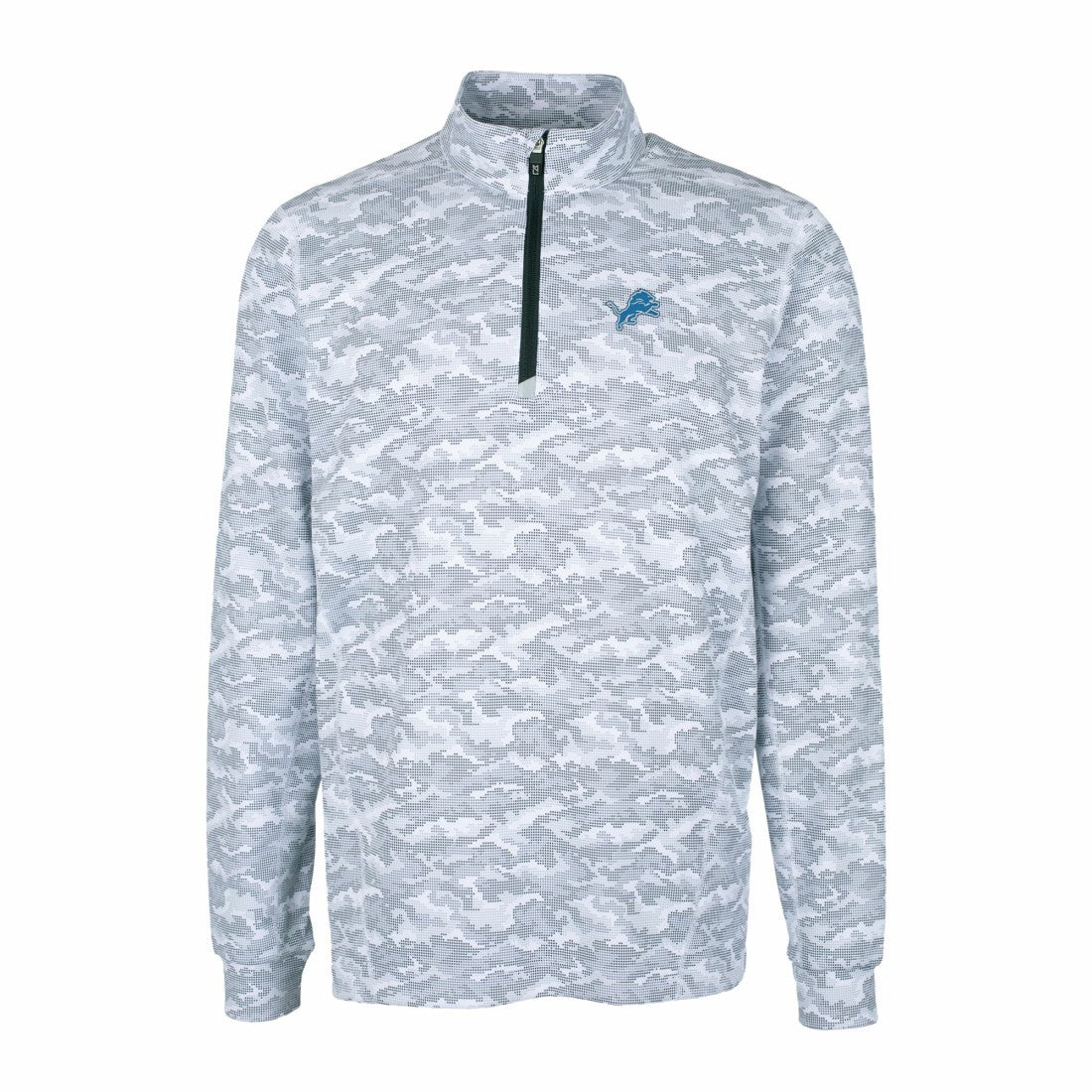 Detroit Lions Cutter & Buck Big & Tall Traverse Eco Camo Tri-Blend DryTec Quarter-Zip Jacket - Charcoal sale