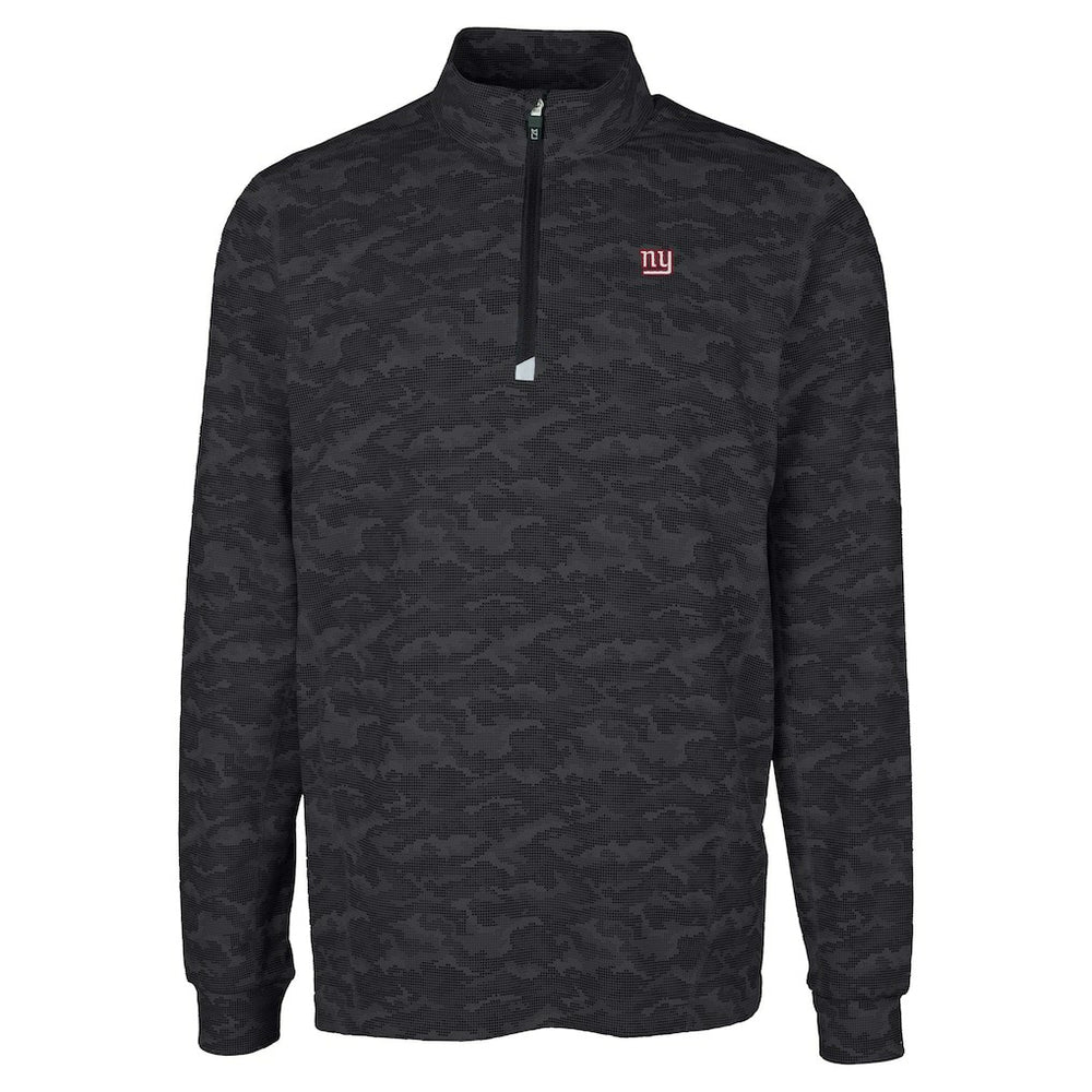 New York Giants Cutter & Buck Big & Tall Traverse Eco Camo Tri-Blend DryTec Quarter-Zip Jacket - Black on sale