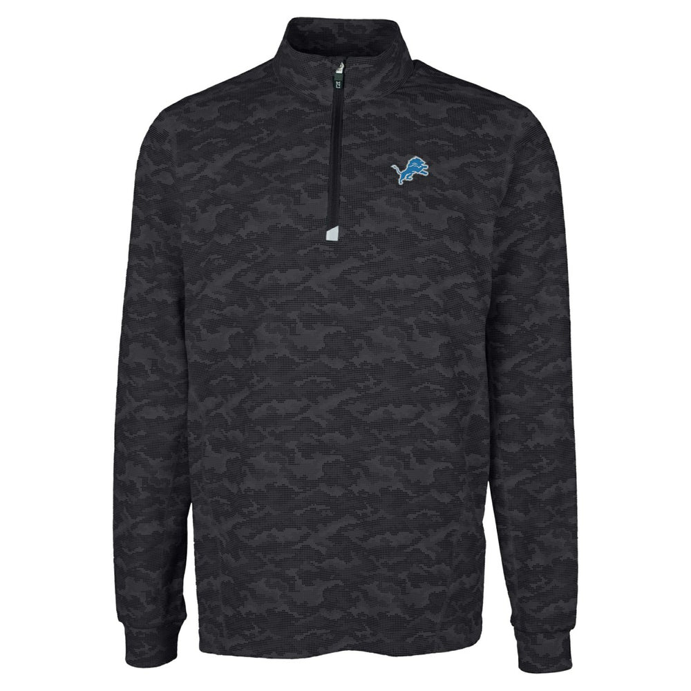Detroit Lions Cutter & Buck Big & Tall Traverse Eco Camo Tri-Blend DryTec Quarter-Zip Jacket - Black for sale