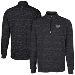 Las Vegas Raiders Cutter & Buck Big & Tall Traverse Eco Camo Tri-Blend DryTec Quarter-Zip Jacket - Black outlet