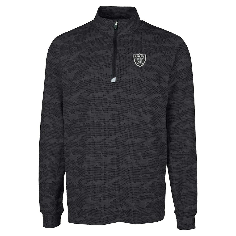 Las Vegas Raiders Cutter & Buck Big & Tall Traverse Eco Camo Tri-Blend DryTec Quarter-Zip Jacket - Black outlet