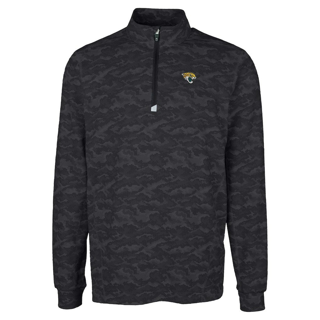 Jacksonville Jaguars Cutter & Buck Big & Tall Traverse Eco Camo Tri-Blend DryTec Quarter-Zip Jacket - Black online
