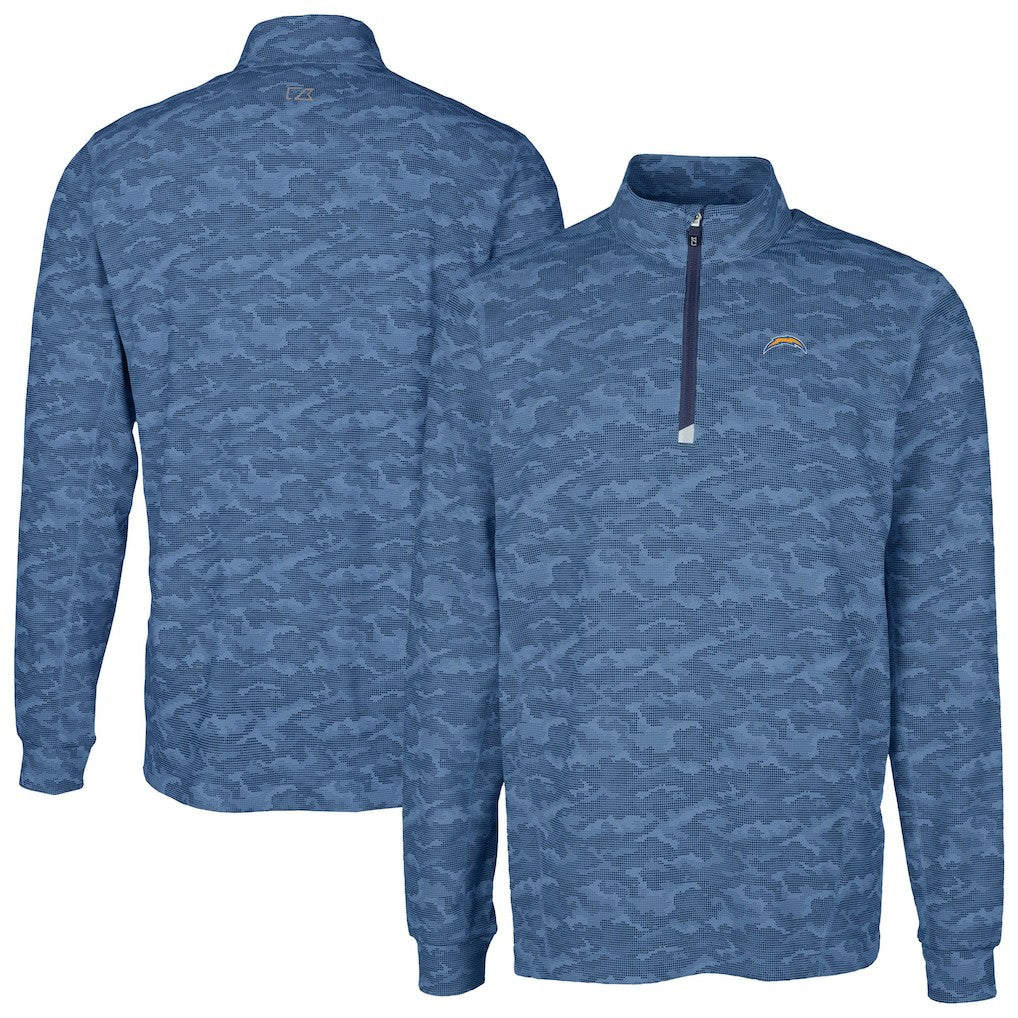 Los Angeles Chargers Cutter & Buck Big & Tall Traverse Eco Camo Tri-Blend DryTec Quarter-Zip Jacket - Navy online