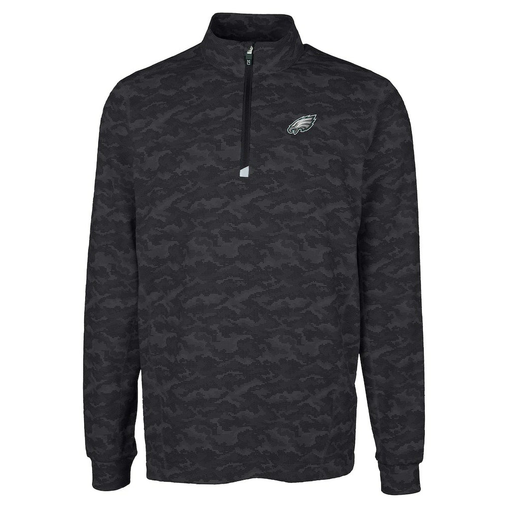 Philadelphia Eagles Cutter & Buck Big & Tall Traverse Eco Camo Tri-Blend DryTec Quarter-Zip Jacket - Black cheap