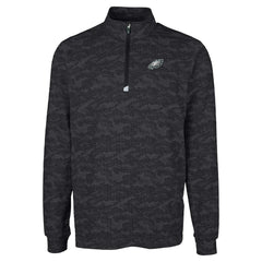 Philadelphia Eagles Cutter & Buck Big & Tall Traverse Eco Camo Tri-Blend DryTec Quarter-Zip Jacket - Black cheap