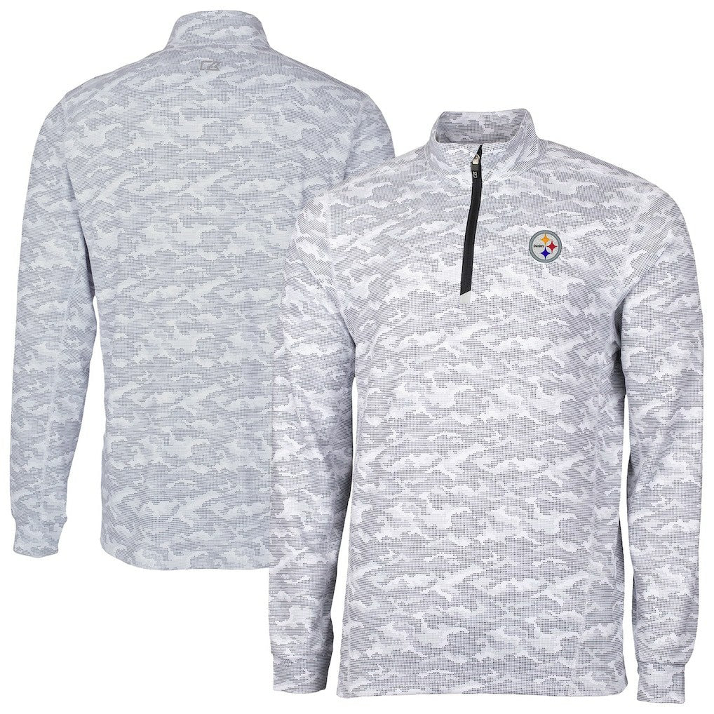 Pittsburgh Steelers Cutter & Buck Big & Tall Traverse Eco Camo Tri-Blend DryTec Quarter-Zip Jacket - Charcoal outlet