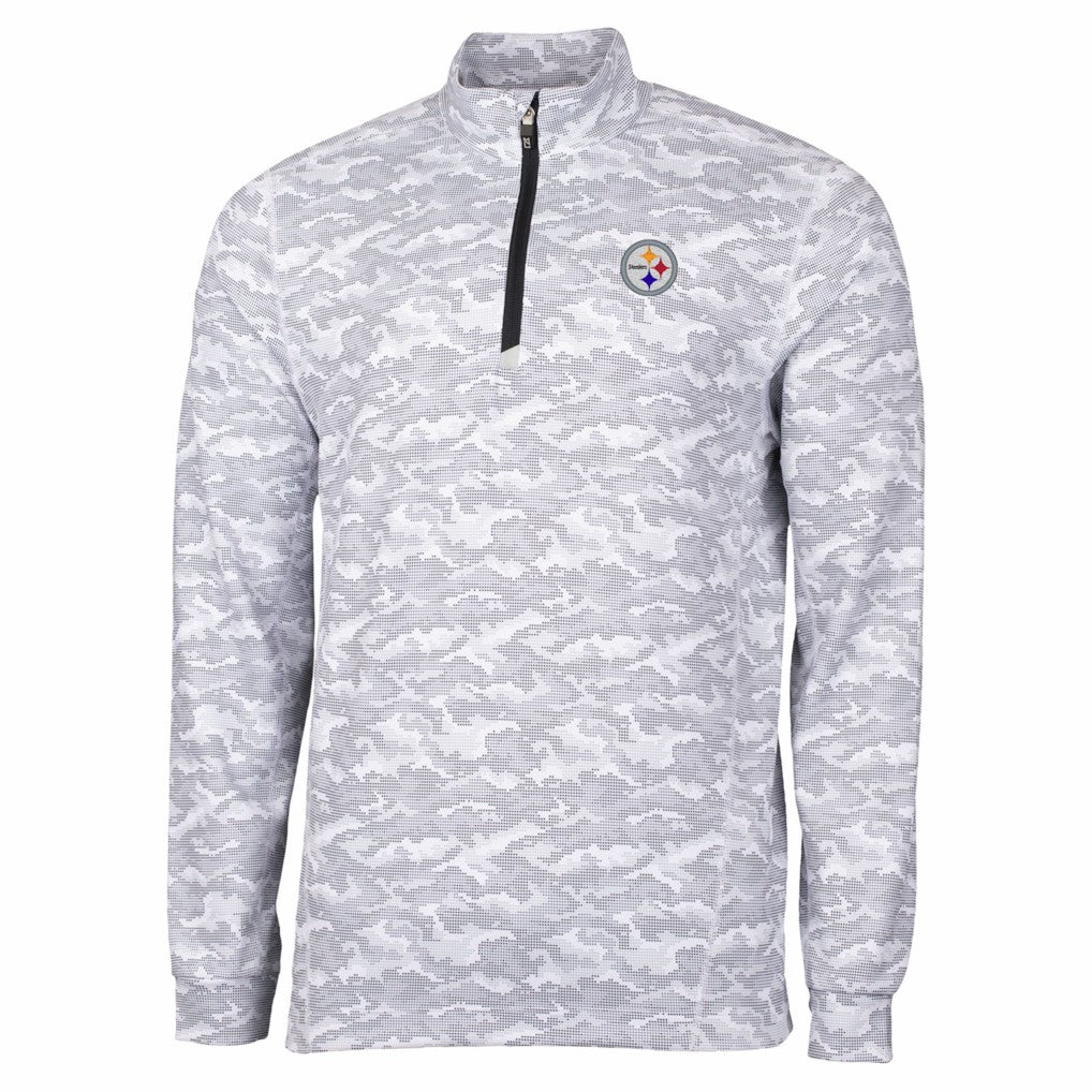 Pittsburgh Steelers Cutter & Buck Big & Tall Traverse Eco Camo Tri-Blend DryTec Quarter-Zip Jacket - Charcoal outlet