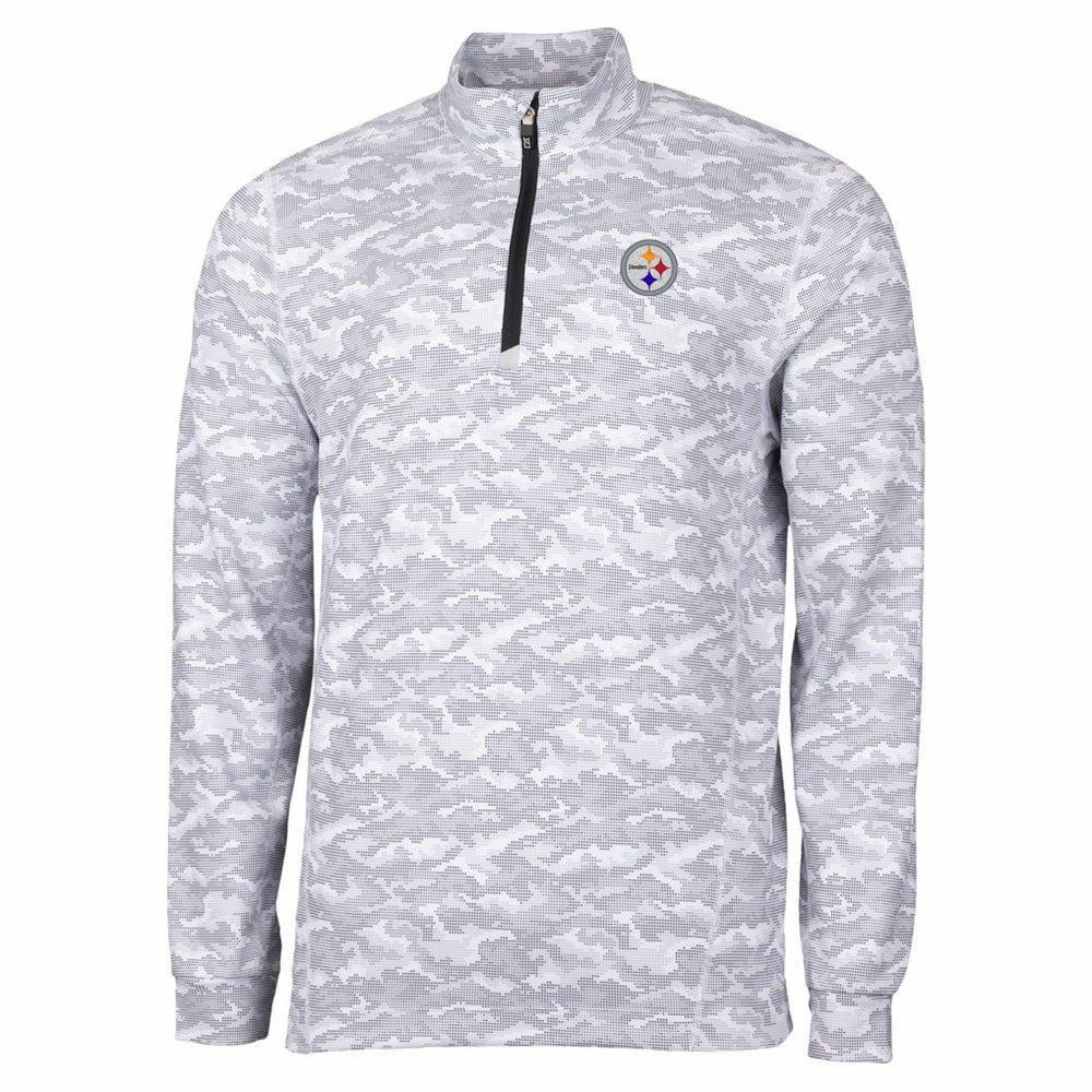 Pittsburgh Steelers Cutter & Buck Big & Tall Traverse Eco Camo Tri-Blend DryTec Quarter-Zip Jacket - Charcoal outlet