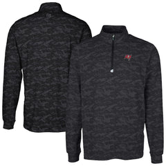 Tampa Bay Buccaneers Cutter & Buck Big & Tall Traverse Eco Camo Tri-Blend DryTec Quarter-Zip Jacket - Black cheap