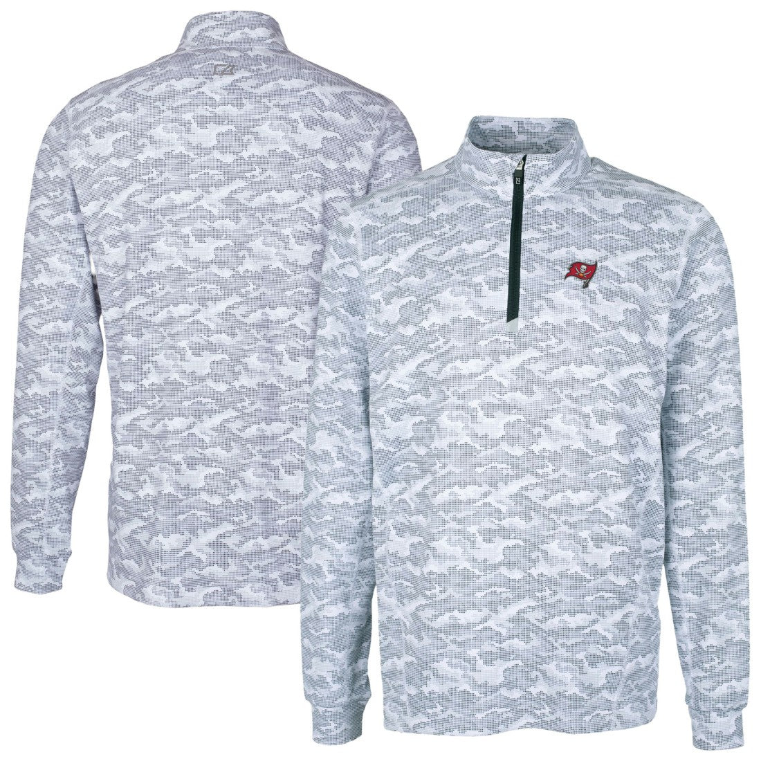 Tampa Bay Buccaneers Cutter & Buck Big & Tall Traverse Eco Camo Tri-Blend DryTec Quarter-Zip Jacket - Charcoal sale