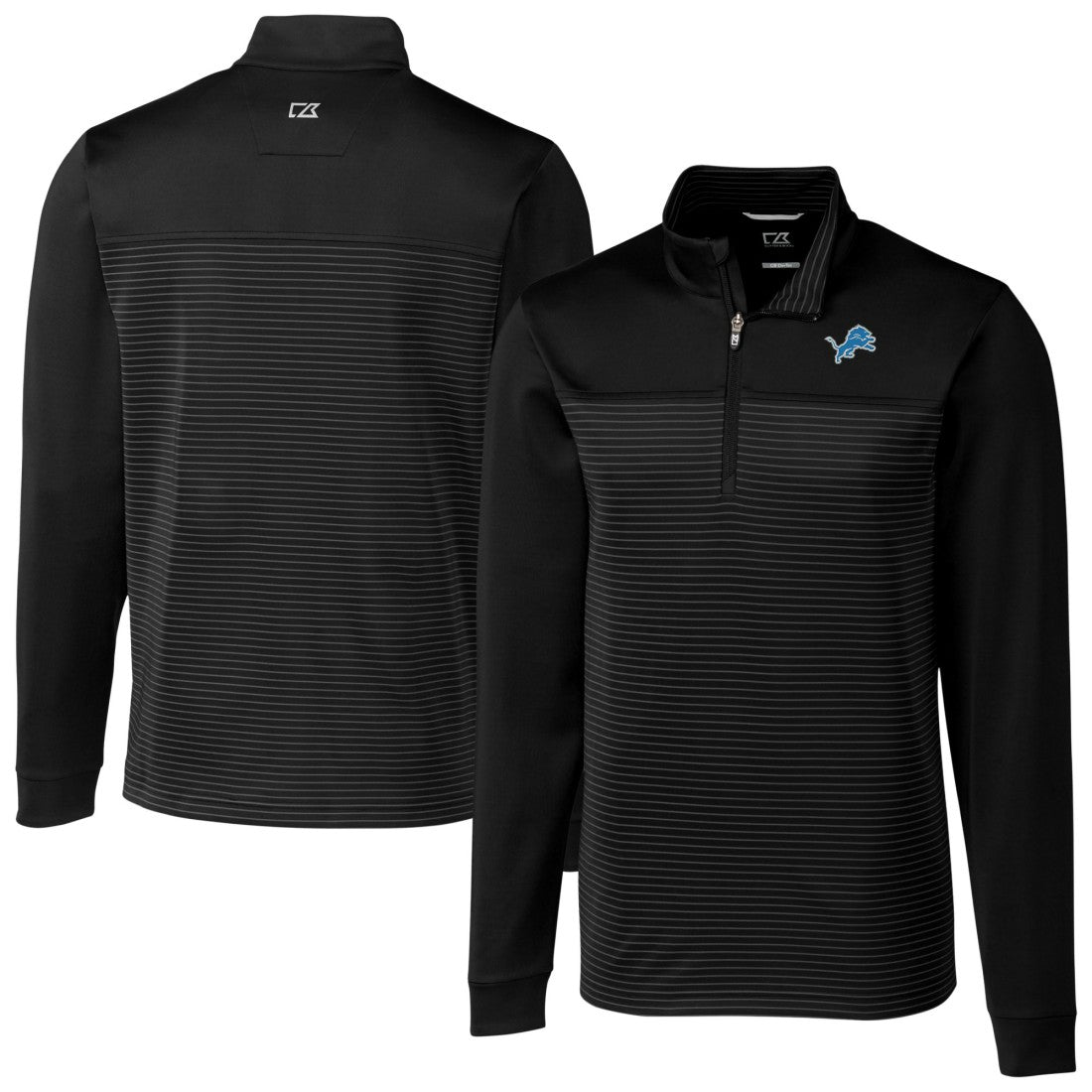 Detroit Lions Cutter & Buck Traverse Eco Stripe Tri-Blend DryTec Quarter-Zip Jacket - Black discount