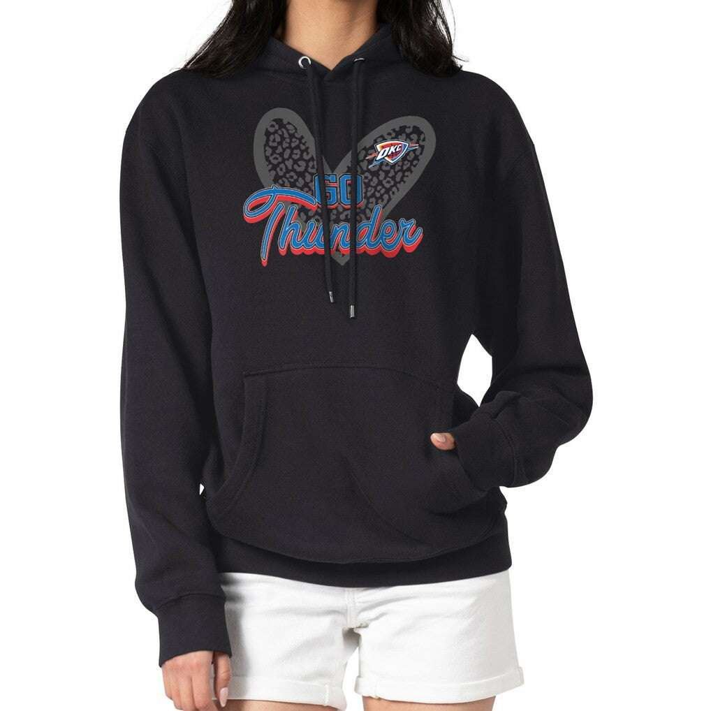 Oklahoma City Thunder G-III 4Her by Carl Banks Women's Leopard Heart Graphic Fleece Pullover Hoodie - Black on sale