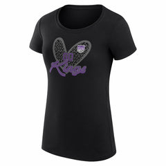 Sacramento Kings G-III 4Her by Carl Banks Women's Super-Slim Fit Lightweight Leopard Heart T-Shirt - Black for sale