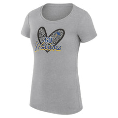 Golden State Warriors G-III 4Her by Carl Banks Women's Super-Slim Fit Lightweight Leopard Heart T-Shirt sale - Heather Gray for sale