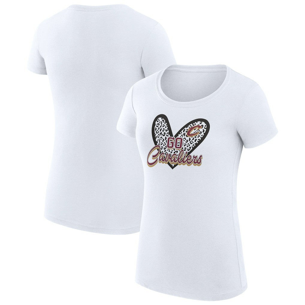 Cleveland Cavaliers G-III 4Her by Carl Banks Women's Super-Slim Fit Lightweight Leopard Heart T-Shirt sale - White for sale