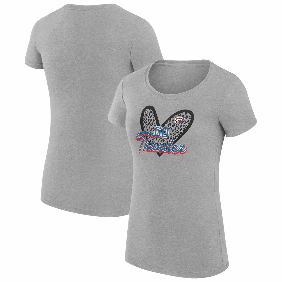Oklahoma City Thunder G-III 4Her by Carl Banks Women's Super-Slim Fit Lightweight Leopard Heart T-Shirt - Heather Gray online