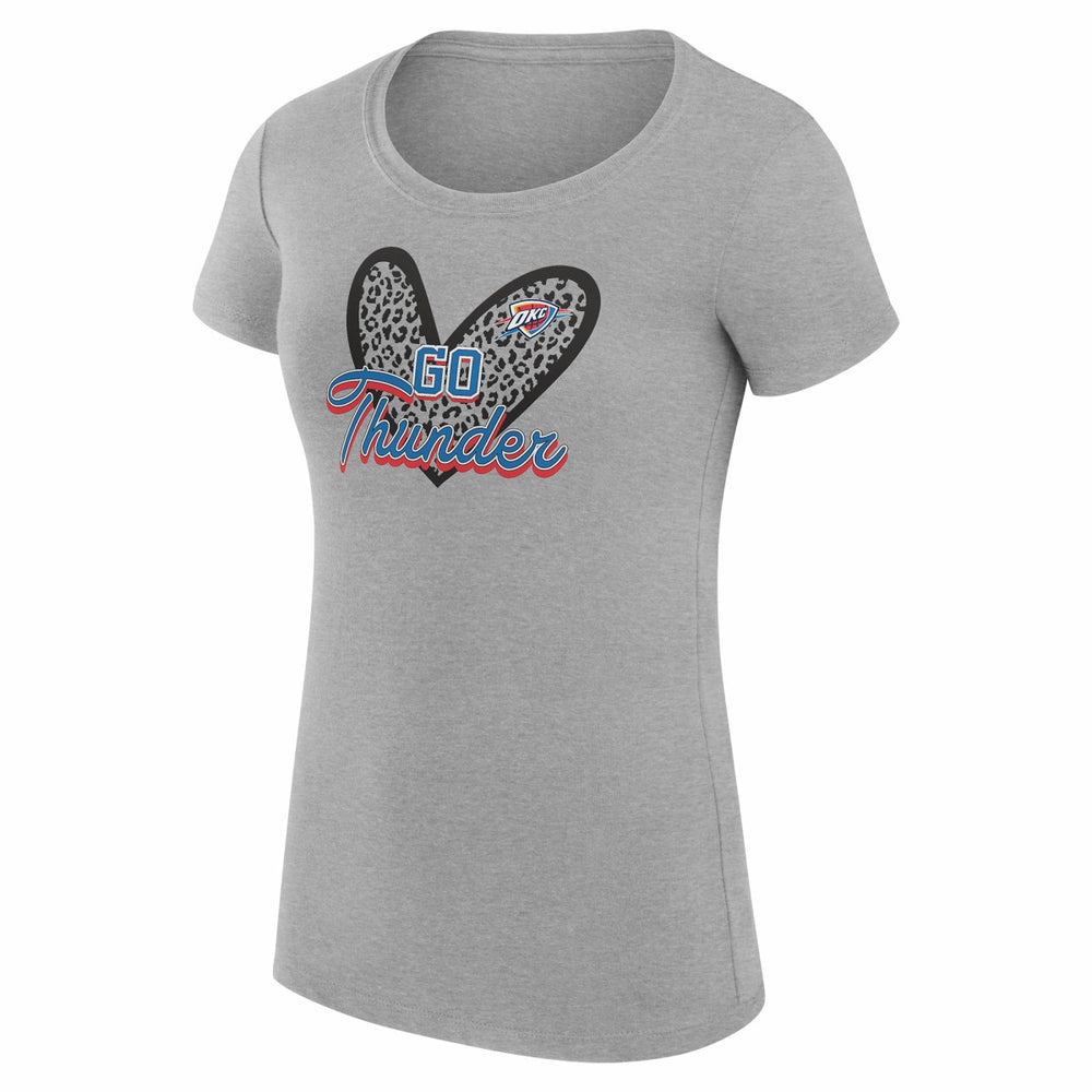 Oklahoma City Thunder G-III 4Her by Carl Banks Women's Super-Slim Fit Lightweight Leopard Heart T-Shirt - Heather Gray online