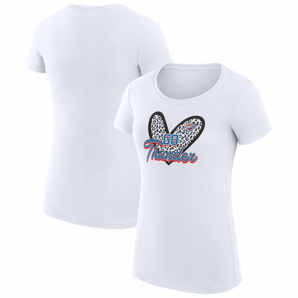 Oklahoma City Thunder G-III 4Her by Carl Banks Women's Super-Slim Fit Lightweight Leopard Heart T-Shirt - White on sale