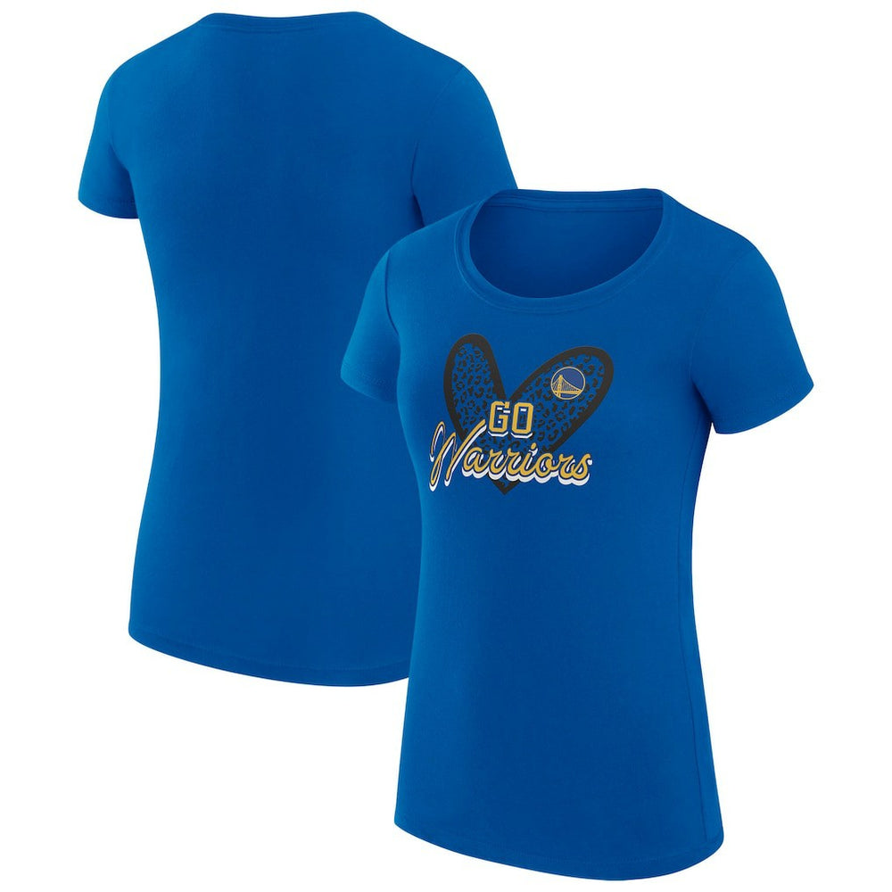 Golden State Warriors G-III 4Her by Carl Banks Women's Super-Slim Fit Lightweight Leopard Heart T-Shirt sale - Royal shop