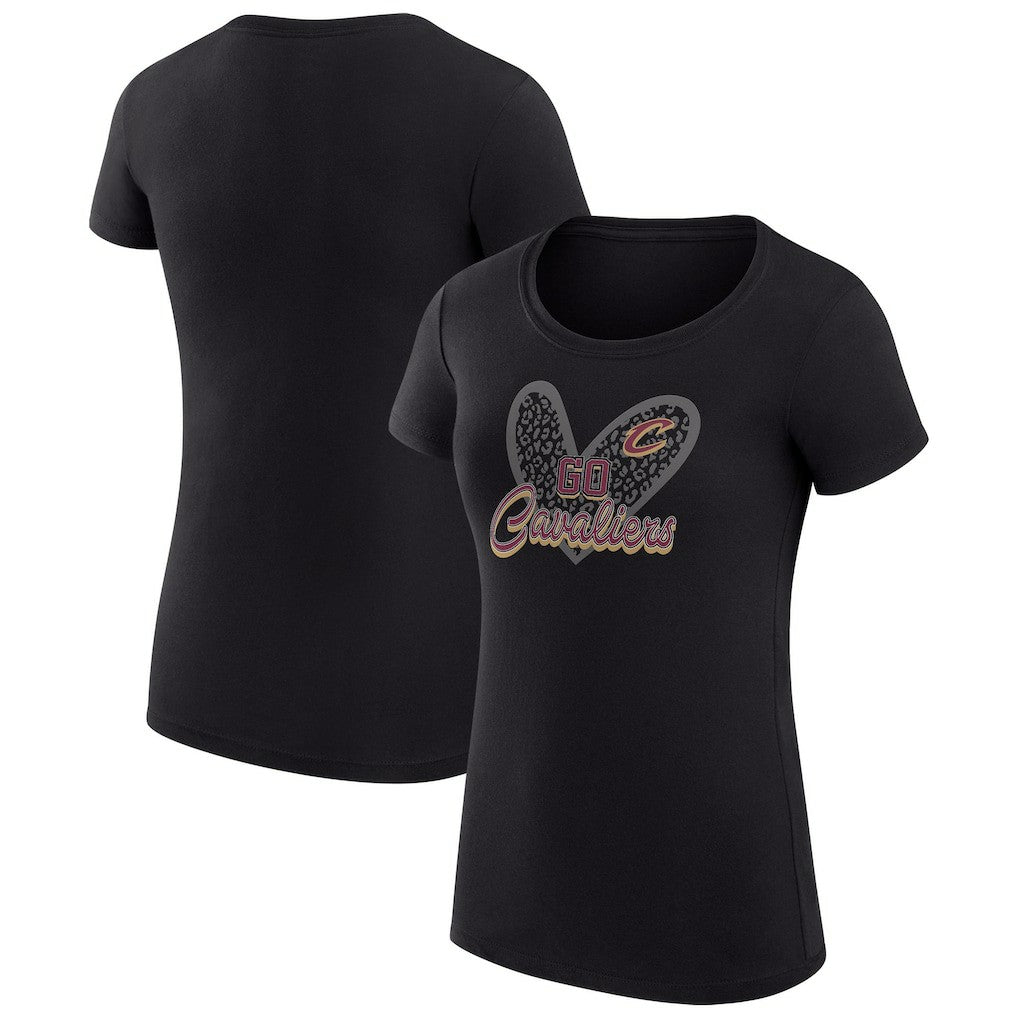 Cleveland Cavaliers G-III 4Her by Carl Banks Women's Super-Slim Fit Lightweight Leopard Heart T-Shirt sale - Black sale