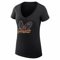 Miami Heat G-III 4Her by Carl Banks Women's Super-Slim Fit Lightweight Leopard Heart V-Neck T-Shirt - Black on sale