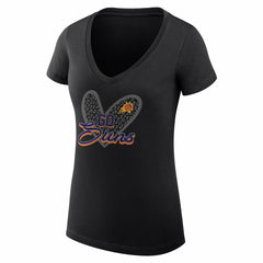 Phoenix Suns G-III 4Her by Carl Banks Women's Super-Slim Fit Lightweight Leopard Heart V-Neck T-Shirt - Black for sale