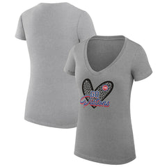 Detroit Pistons G-III 4Her by Carl Banks Women's Super-Slim Fit Lightweight Leopard Heart V-Neck T-Shirt sale - Heather Gray sale