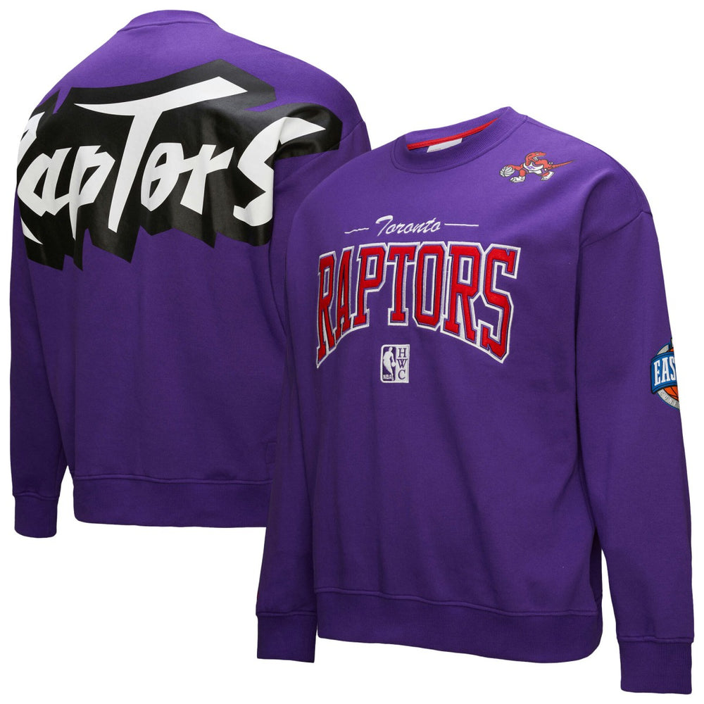 Toronto Raptors Hardwood Classics There & Back 2.0 Vintage Pullover Sweatshirt - Purple | Mitchell & Ness outlet