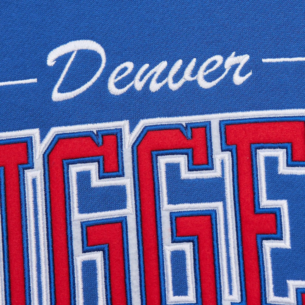 Denver Nuggets Hardwood Classics There & Back 2.0 Vintage Pullover Sweatshirt sale - Royal | Mitchell & Ness outlet