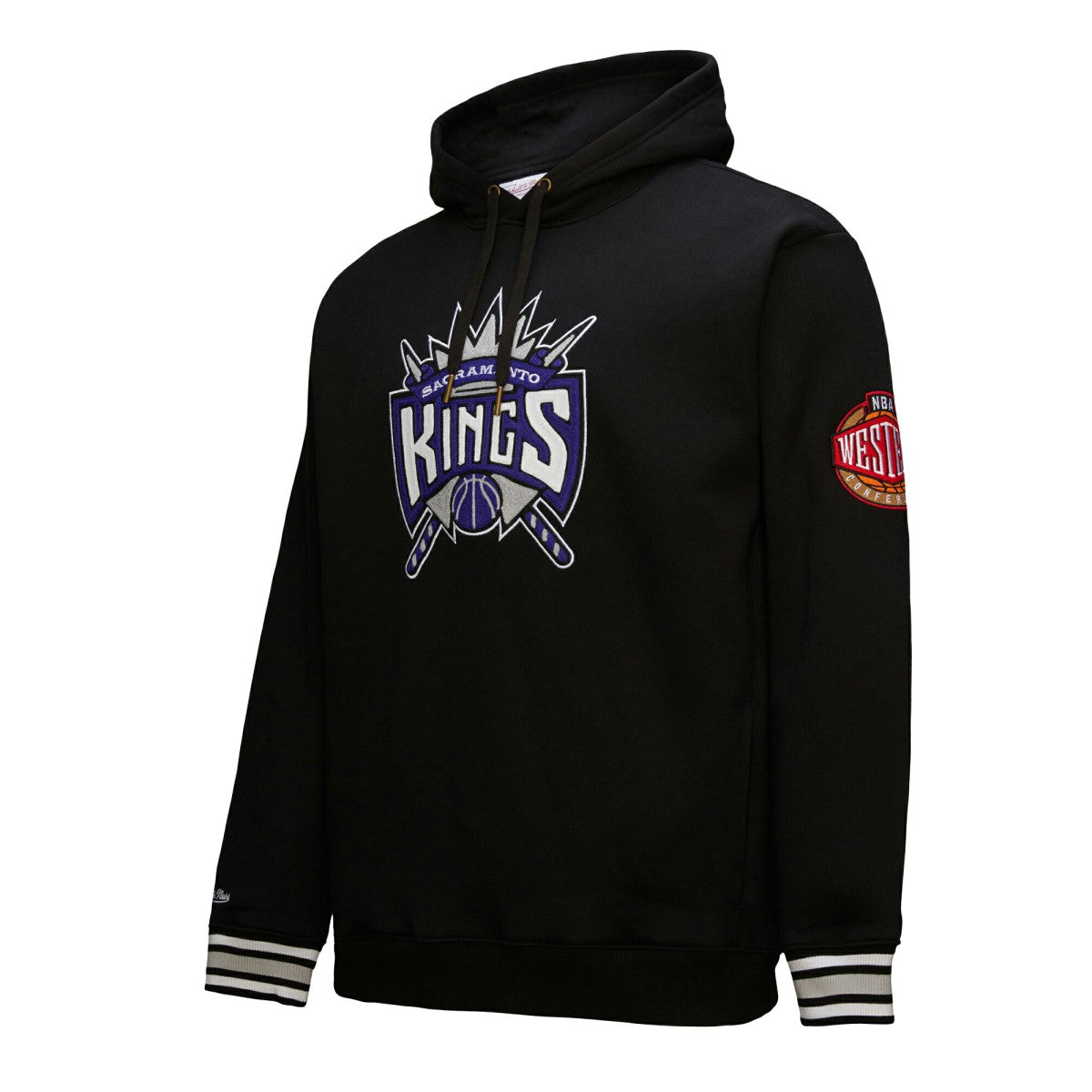 Sacramento Kings Chainstitch Applique Vintage Heavyweight Pullover Hoodie - Black | Mitchell & Ness discount