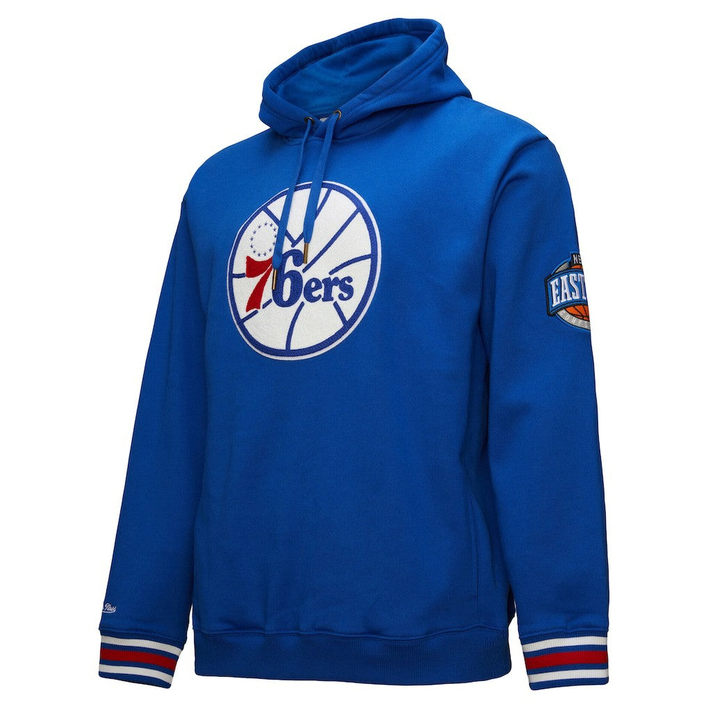 Philadelphia 76ers Chainstitch Applique Vintage Heavyweight Pullover Hoodie - Royal | Mitchell & Ness sale