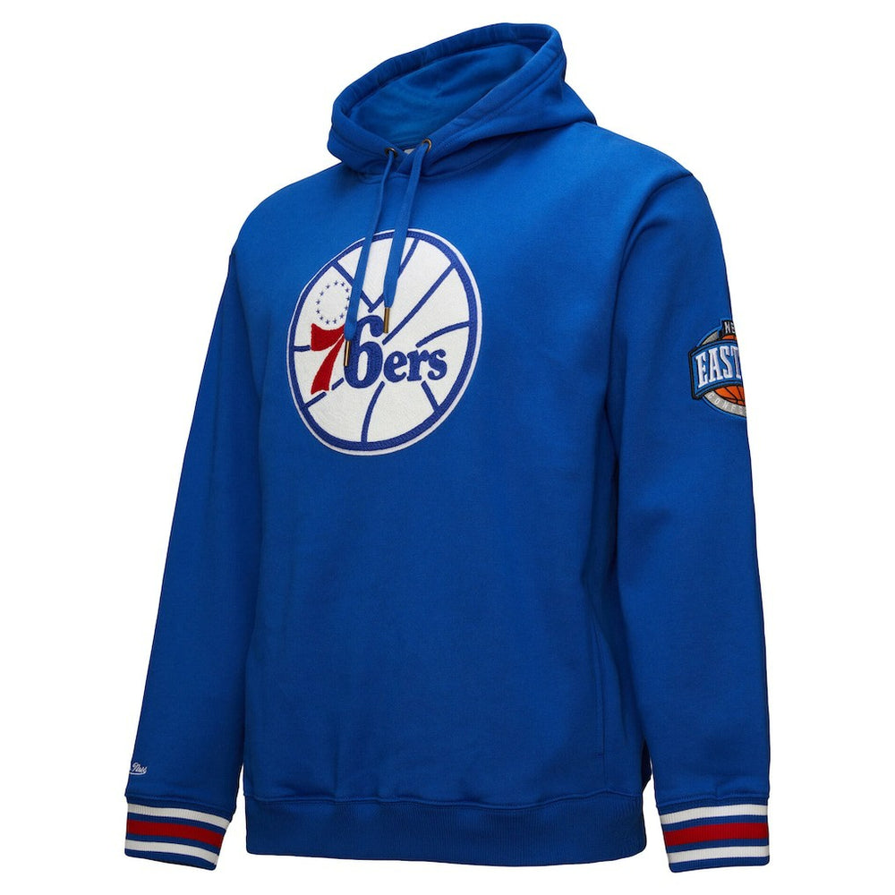 Philadelphia 76ers Chainstitch Applique Vintage Heavyweight Pullover Hoodie - Royal | Mitchell & Ness sale