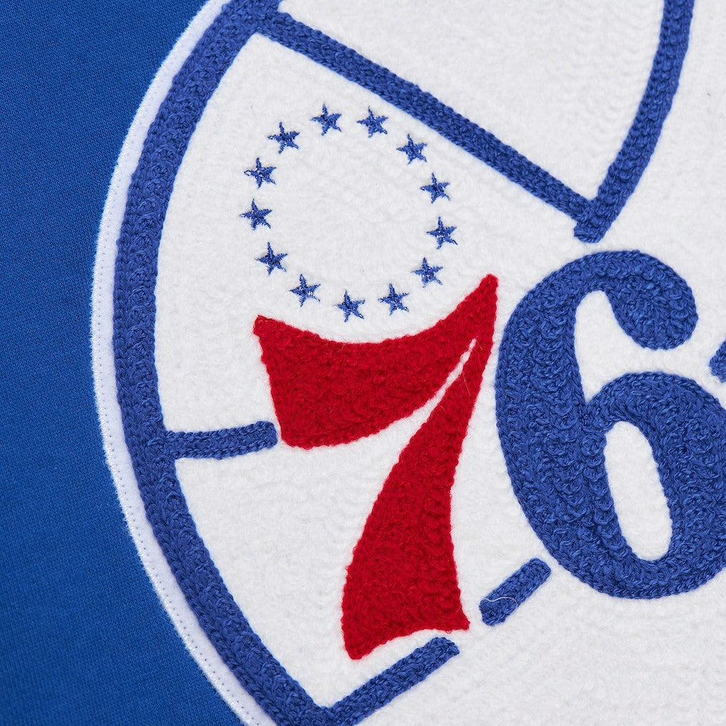 Philadelphia 76ers Chainstitch Applique Vintage Heavyweight Pullover Hoodie - Royal | Mitchell & Ness sale